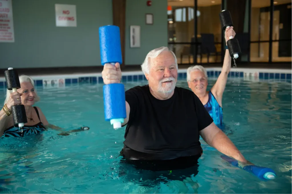 Prairie Landing Residents in a water aerobics class